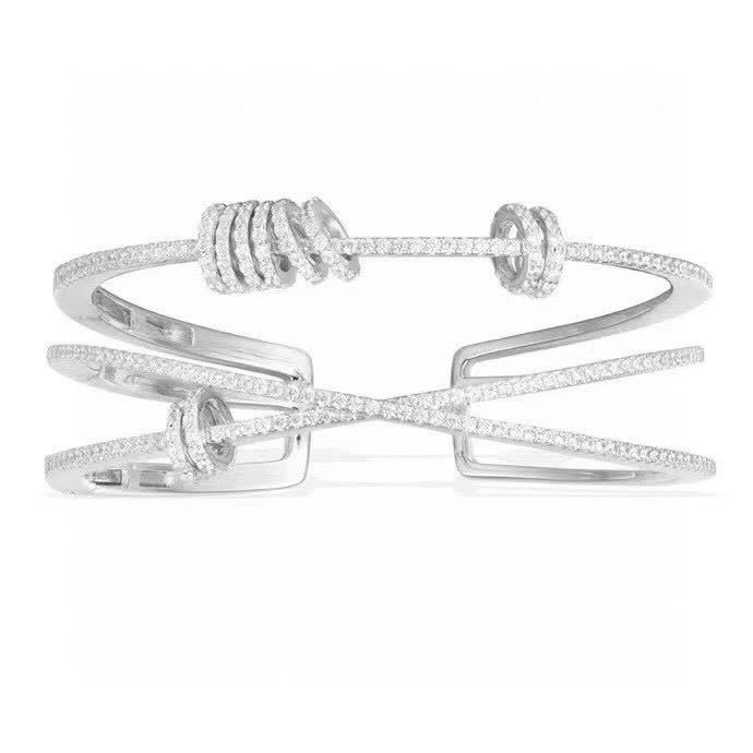 APM Monaco Elegant Silver Bracelet with Diamond Accents APM Monaco Elegant Silver Bracelet with Diamond Accents